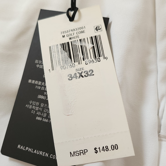 $148 Men's RLX Golf Tailored Fit Performance Pants 34X32 - White - NWT!!! - Picture 7 of 12